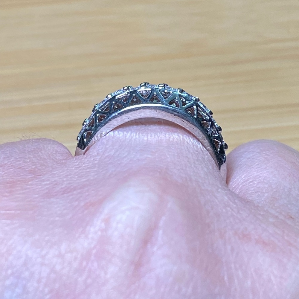 Women's Geometric Cut Sterling Silver CZ Ring 10 - Picture 10 of 16